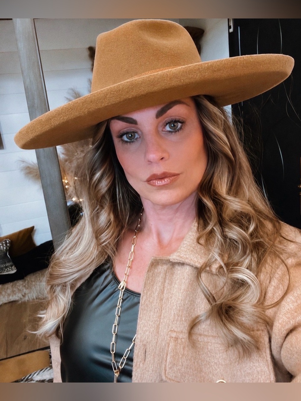 Gigi Pip Maude wide brim fedora in cinnamon sz 57 wool NWT - Picture 4 of 5